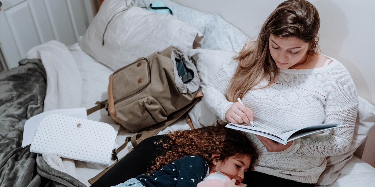 student with a baby